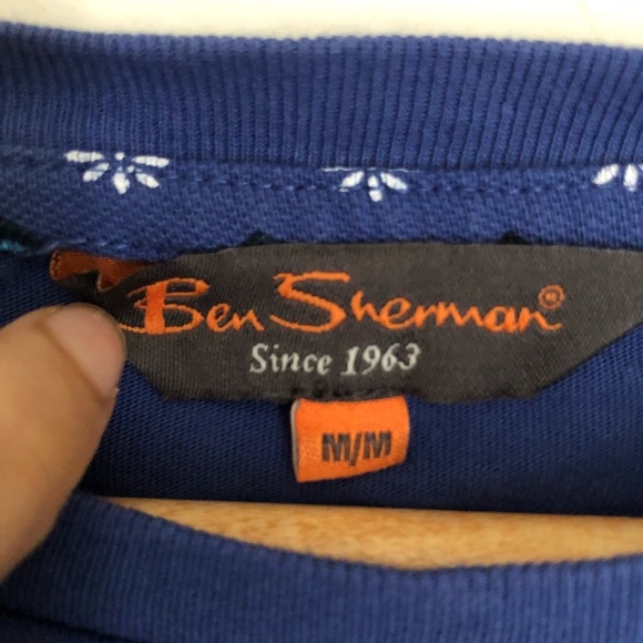 BEN SHERMAN Blue Cotton One-Pocket Tee - Picture 6 of 10